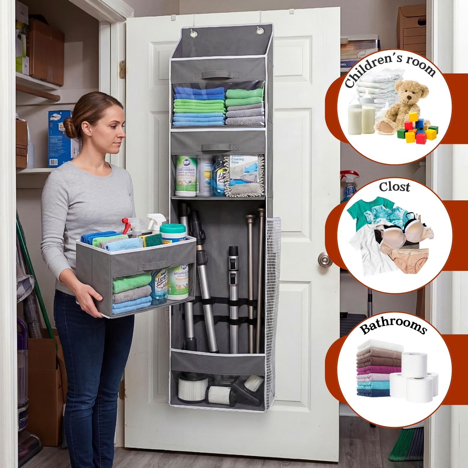 Ofiray-home durable hanging organizer doubles as holiday storage for gifts.