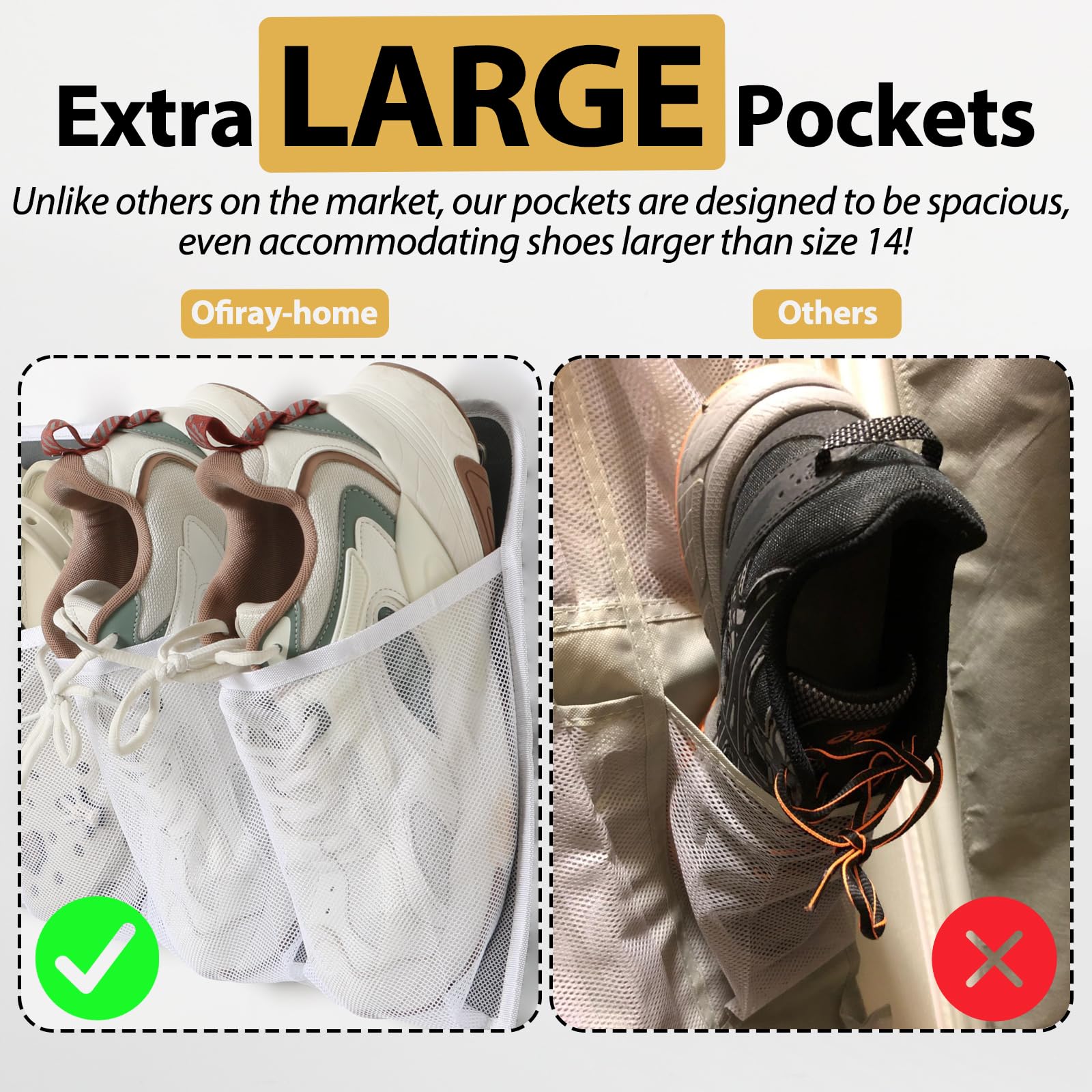 Ofiray-home RV shoe organizer wall-mount hooks demonstrate secure placement and quick setup.