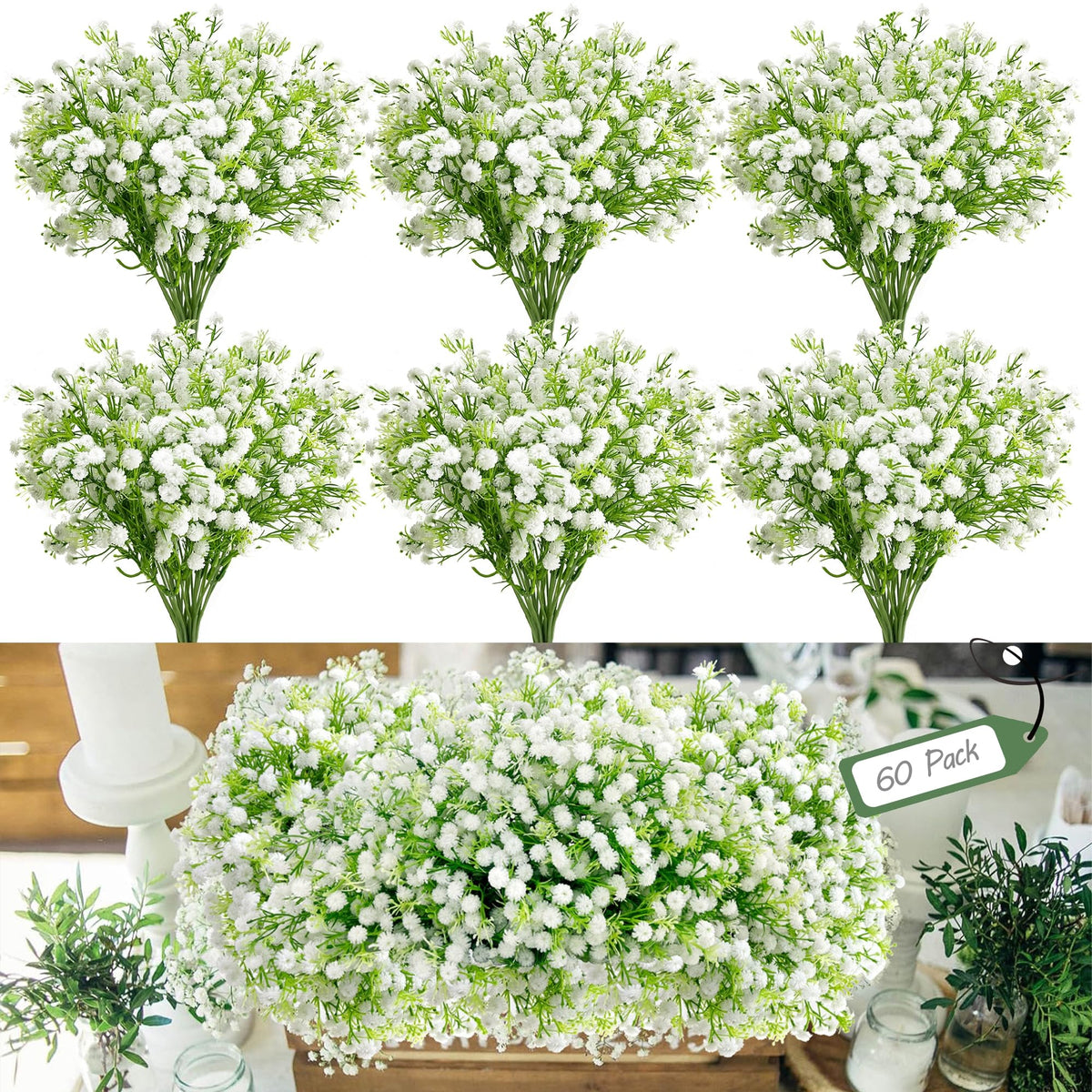 Ofrence Baby's Breath white real touch flowers add delicate, airy elegance to weddings.