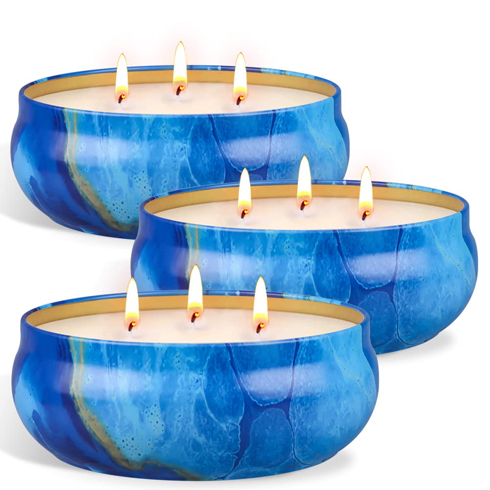 OFUN citronella outdoor 3-wick jar candle; 55oz tin, ideal for patios and outdoor spaces.
