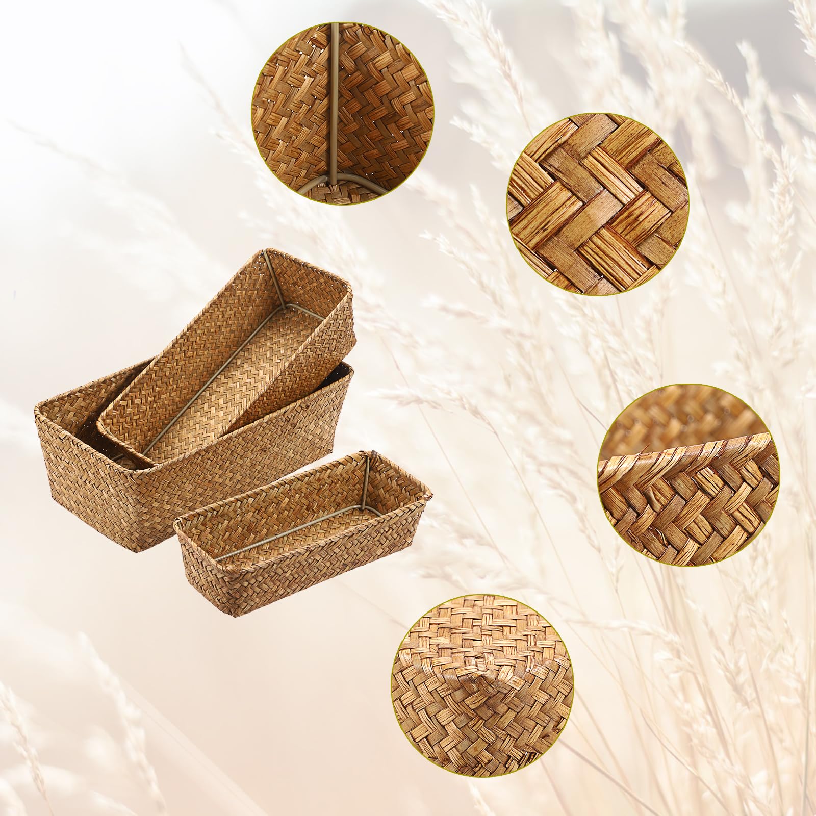OGANAZI baskets on shelf for organized living room storage