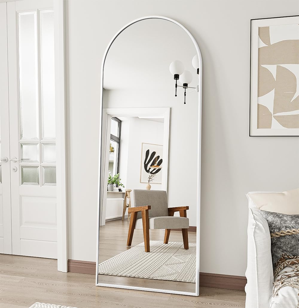 OGCAU arched-top floor mirror 56x20 with brushed aluminum frame for a sleek focal point