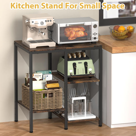 OGEMXU bakers rack adjustable shelves supports tall appliances and flexible storage.