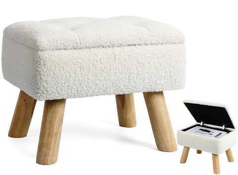 OGEMXU storage ottoman cream with interior space for clutter-free living.
