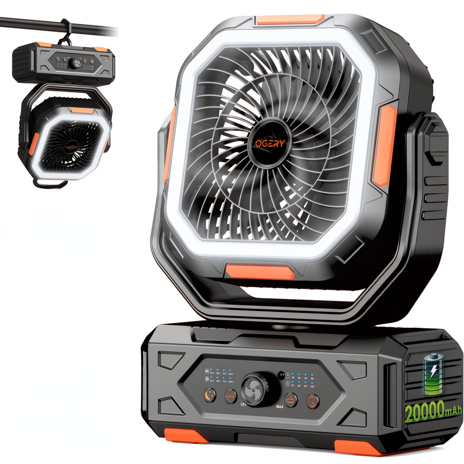 OGERY camping fan delivers powerful airflow up to 5 m/s for tents