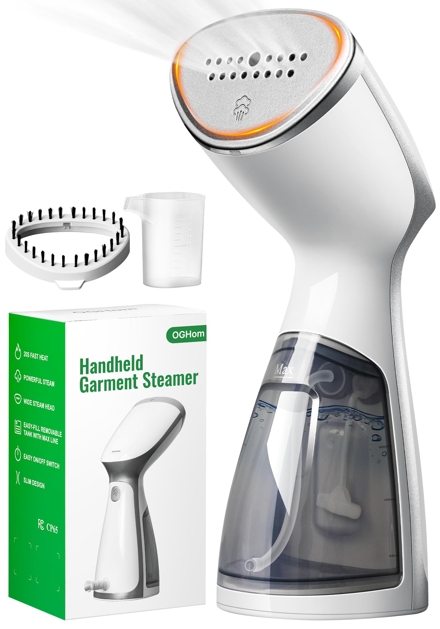 OGHom portable steamer front view for on-the-go wrinkle removal