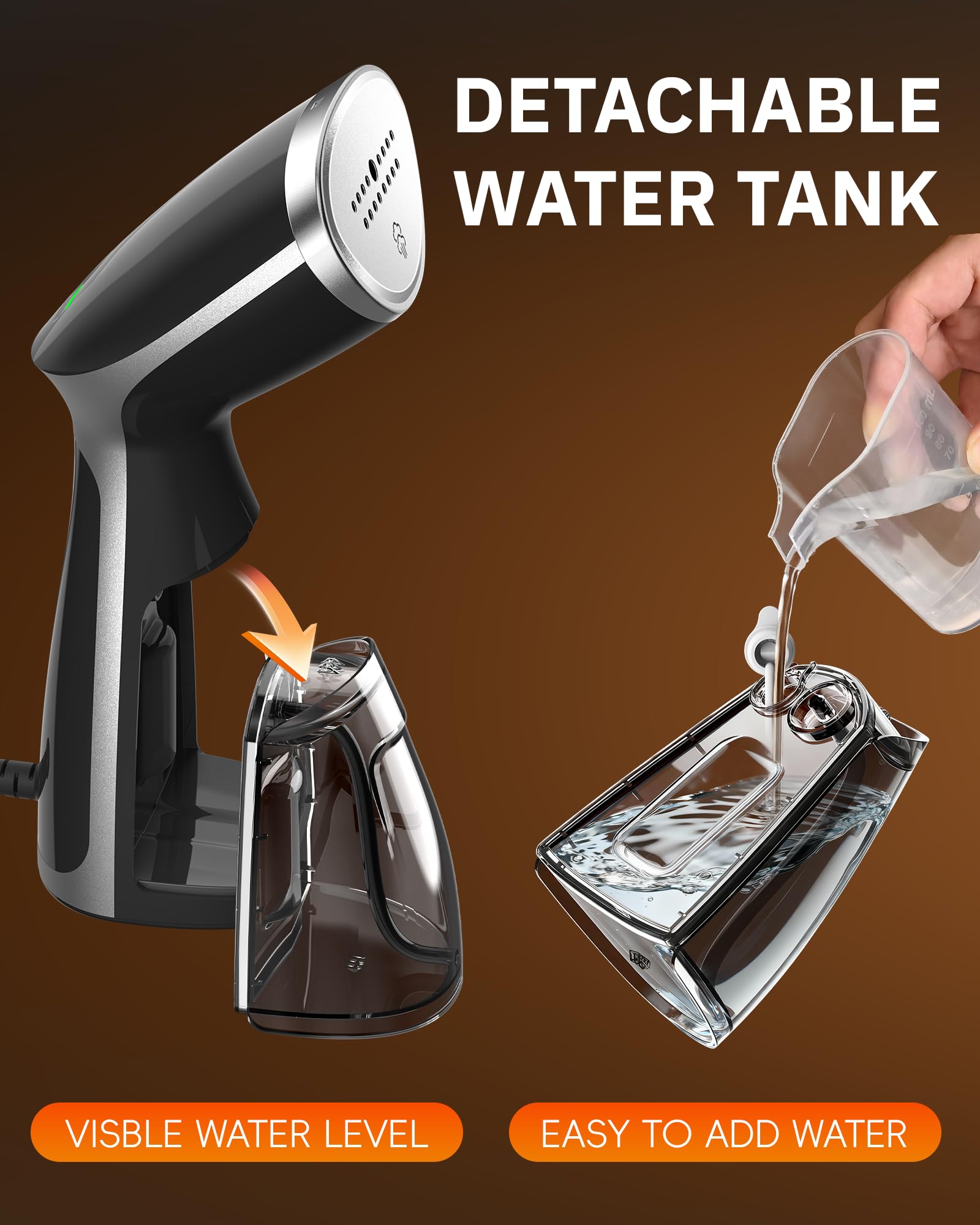 OGHom Portable Steamer nozzle detail for powerful steam output.