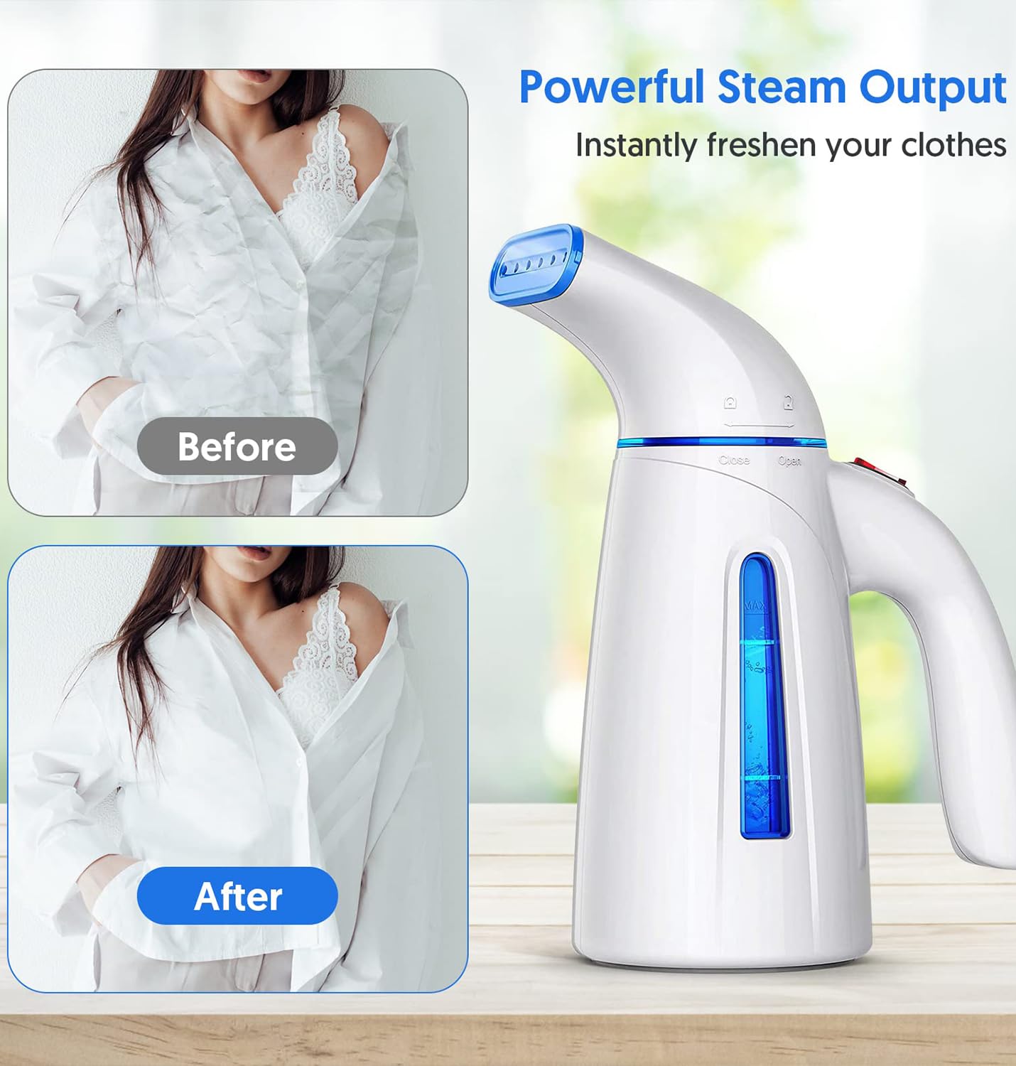 OGHom steamer-9ft-cord, enables easy movement around garments.