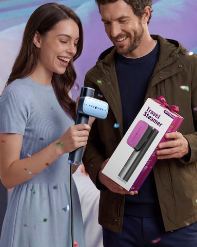 OGHom steamer includes hot iron pad for safe placement