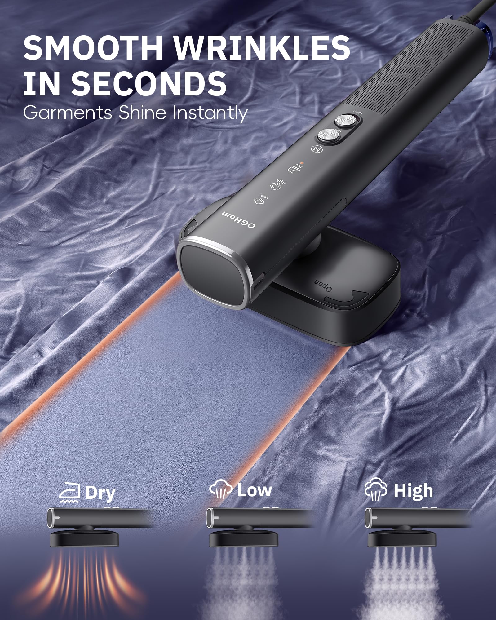 OGHom portable travel steamer fits in luggage for quick touch-ups.