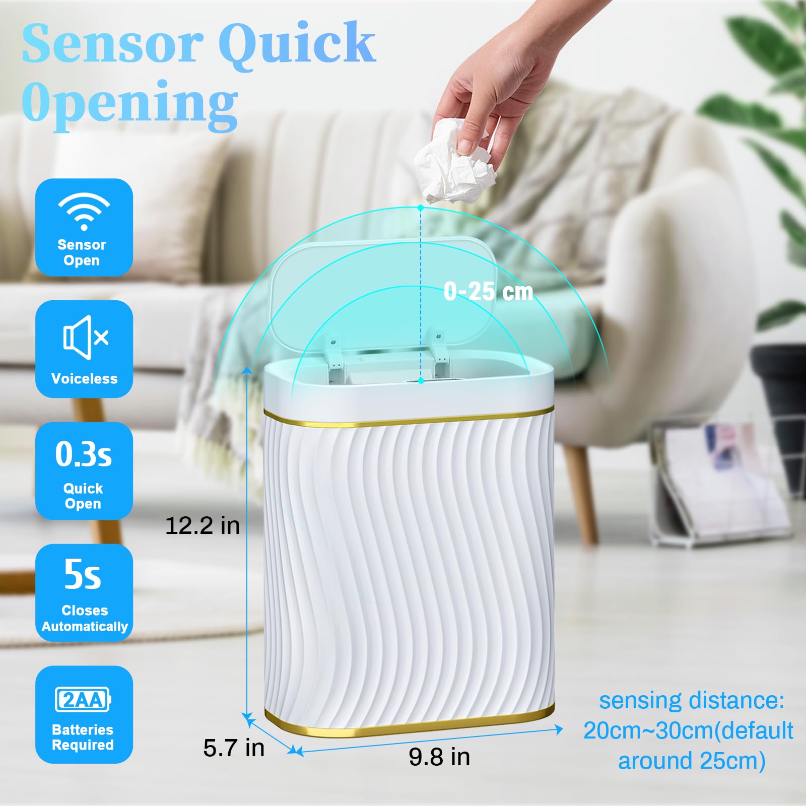 Ogikey automatic lid activated by motion sensors for touchless use.