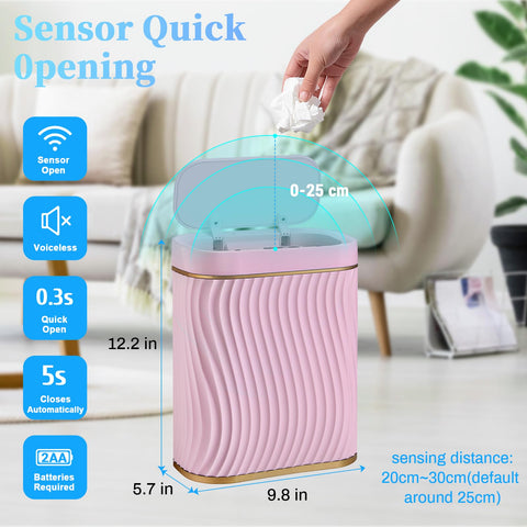 Ogikey trash can featuring IPX5 waterproof construction for humidity-prone spaces.