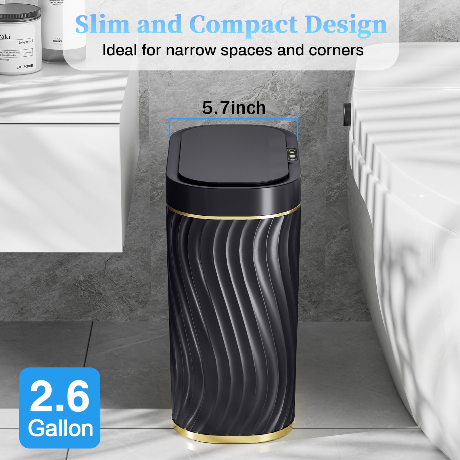 Ogikey narrow oval design trash can optimizes small spaces