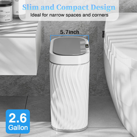 Ogikey trash can dimensions emphasize compact size for tight spaces.
