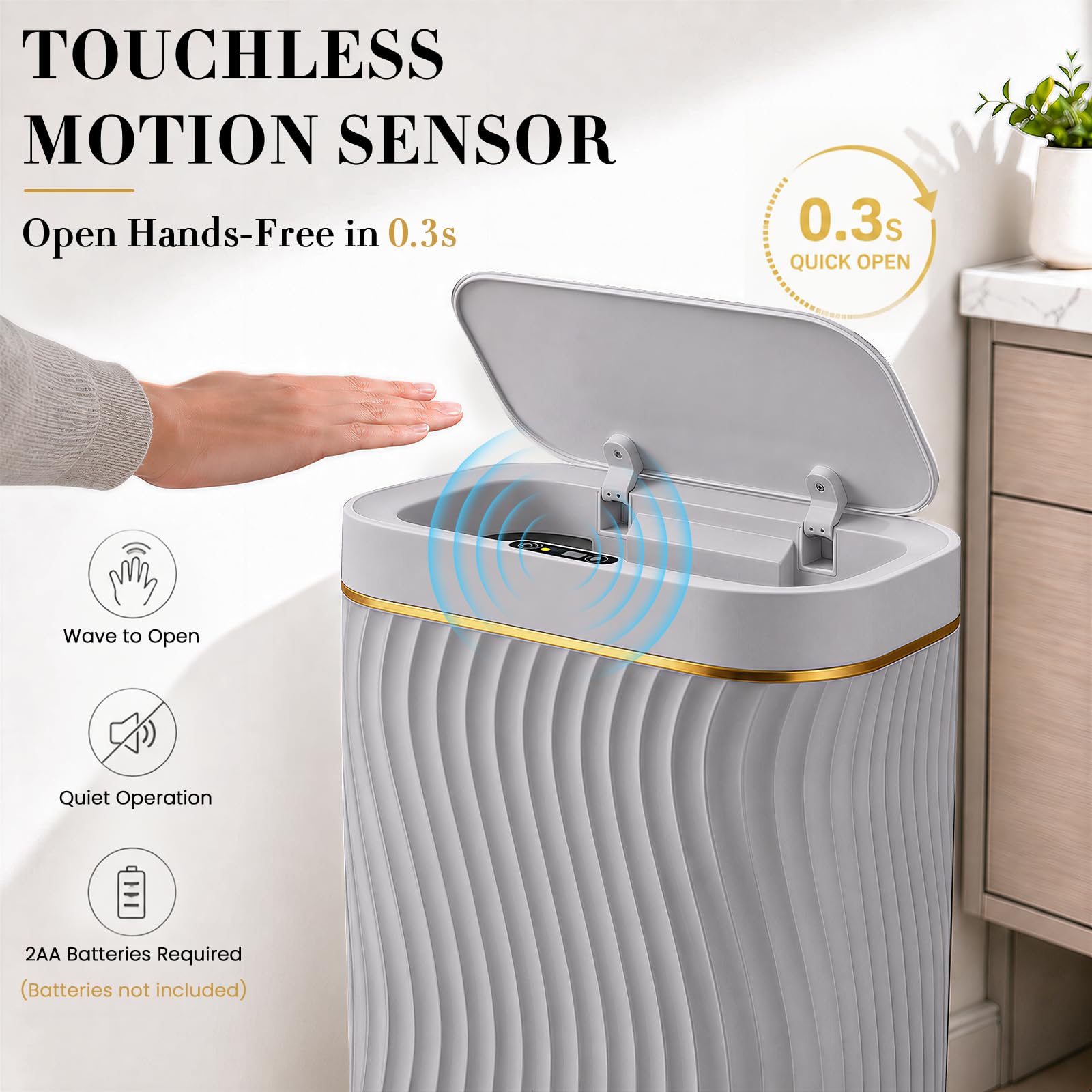 Ogikey waterproof bathroom trash withstands humidity and splashes.