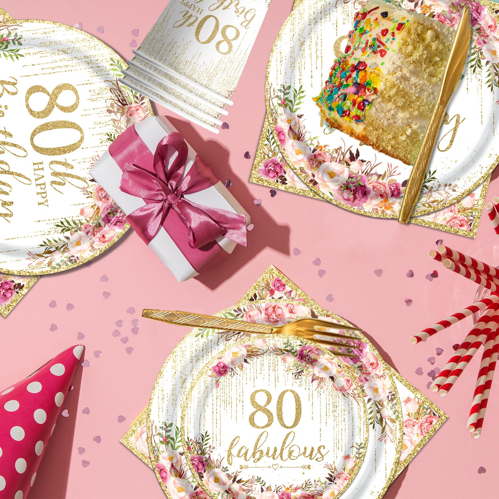 OGMOGKW 80th birthday cups with rose gold details for toasting moments.