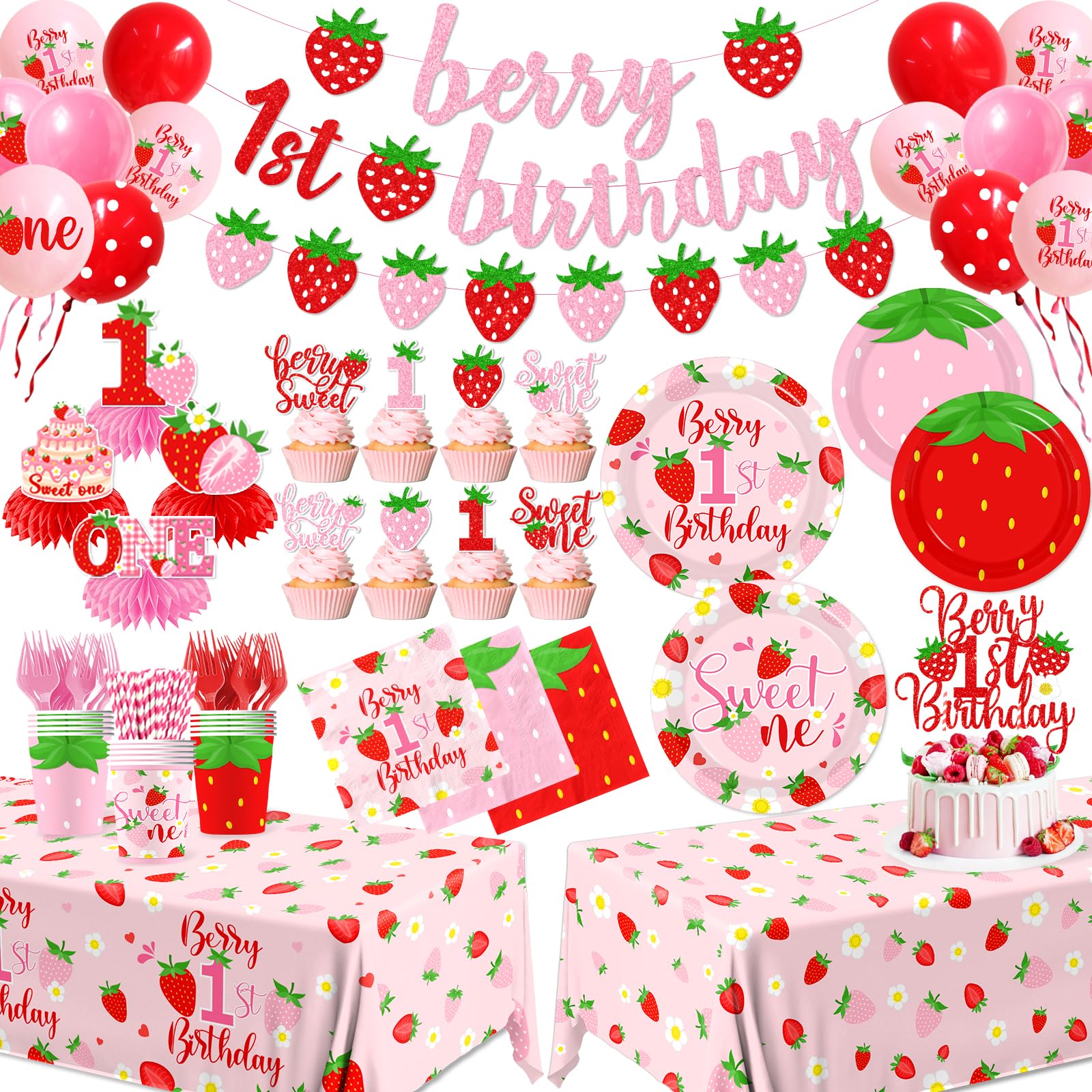 OGMOGKW Berry banner for a festive strawberry-themed first birthday