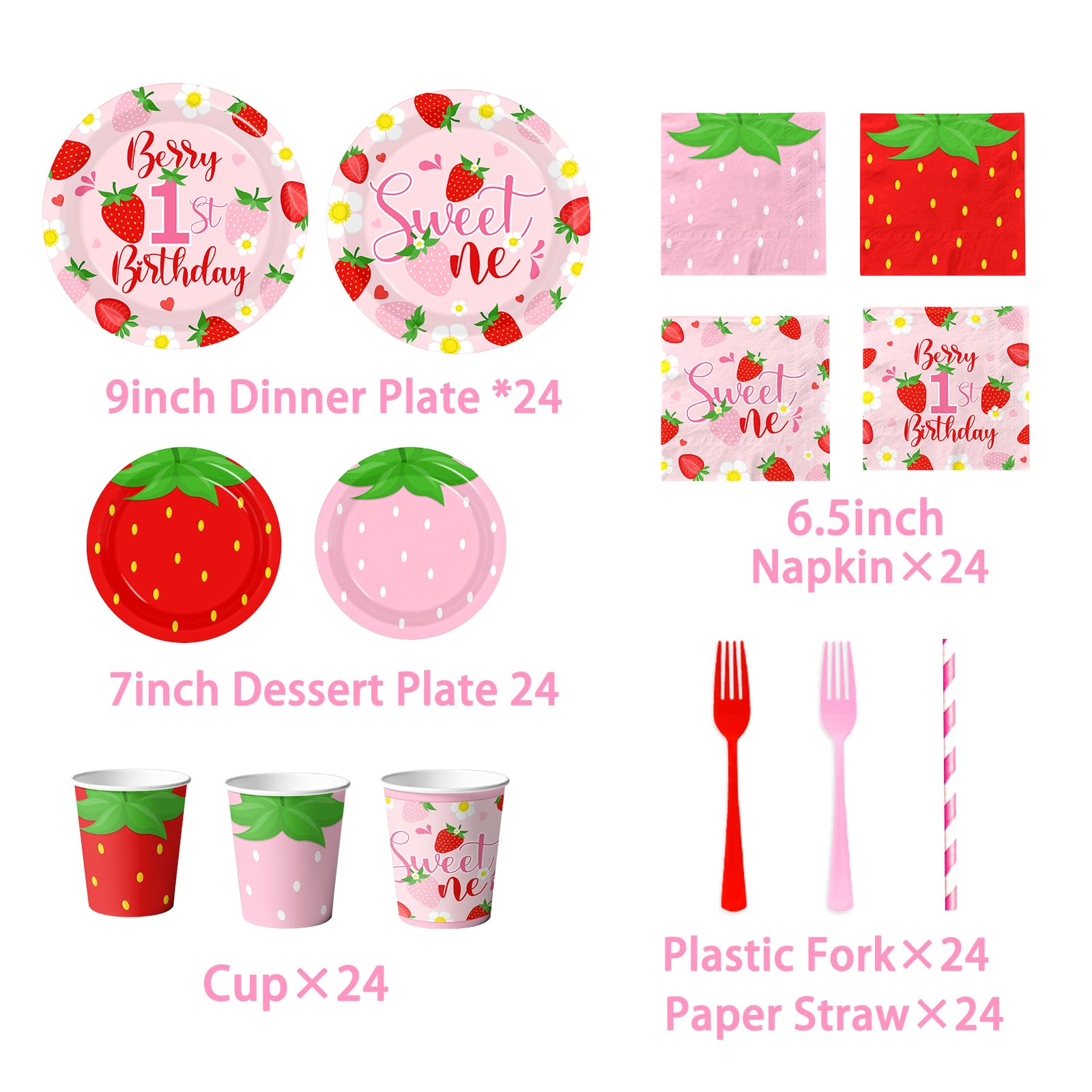OGMOGKW strawberry first birthday napkins 24pcs for quick clean-up