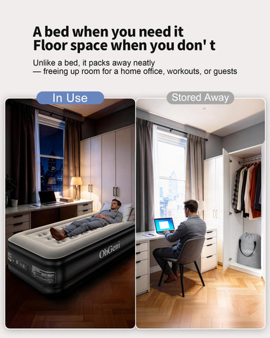 OhGeni 20-inch elevated air mattress reduces bending for easier nightly comfort.