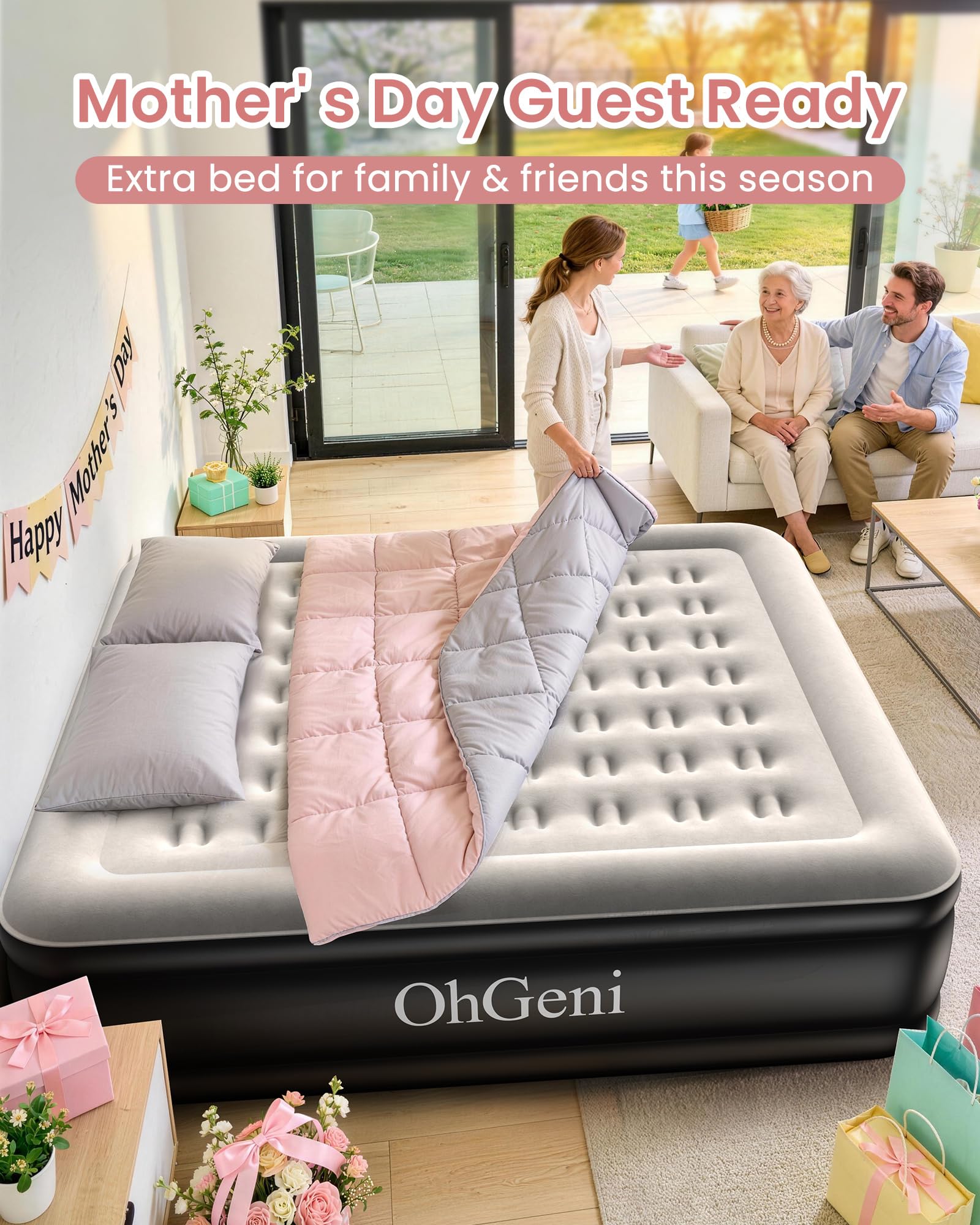 OhGeni smart air coil system adapts to body for balanced support.