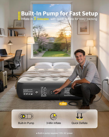 OhGeni air mattress full external pump-ready option for off-grid use