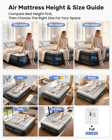 OhGeni Air Mattress Full inflating in 3 minutes with built-in pump