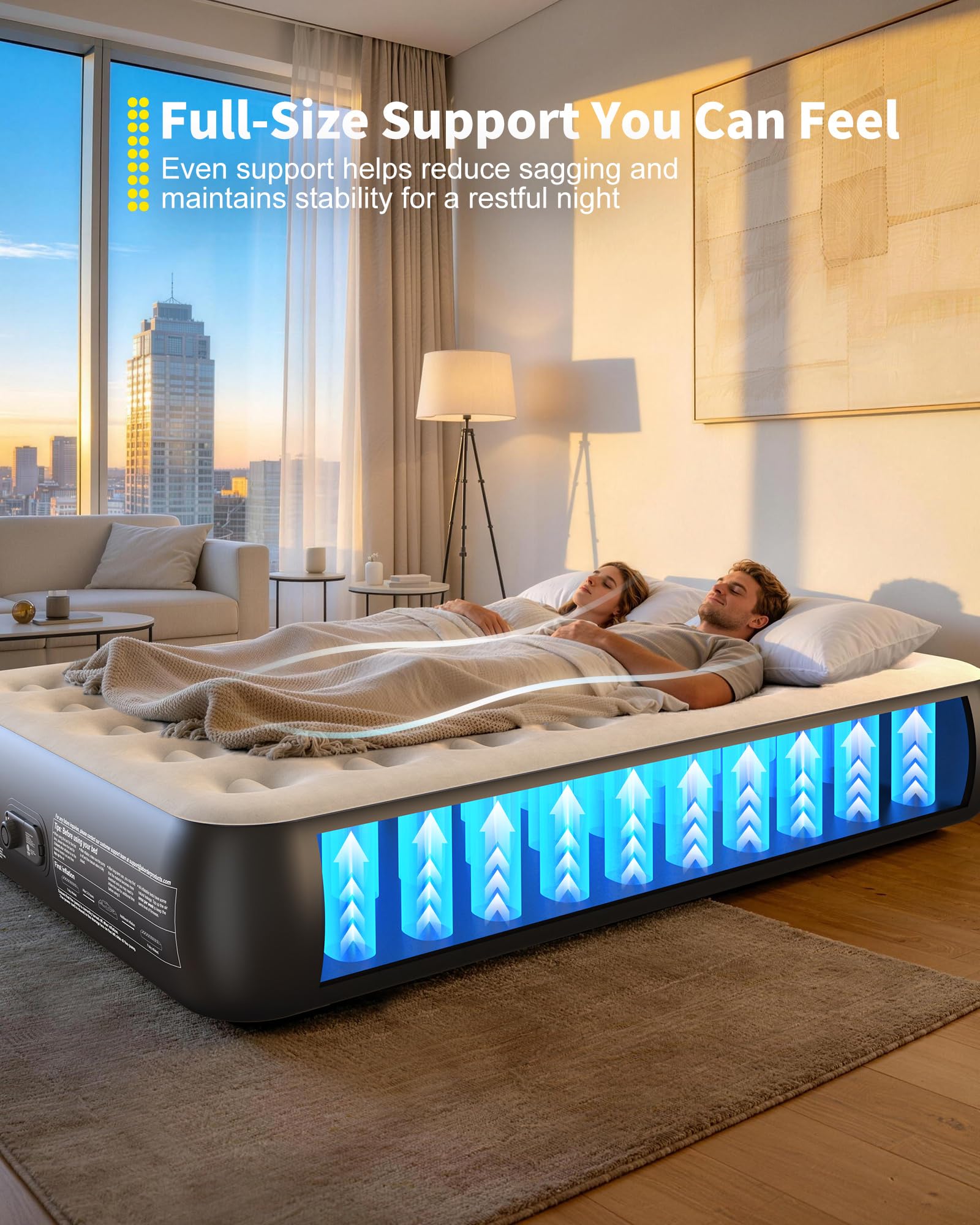 OhGeni air mattress full inflates in minutes, ideal for guests