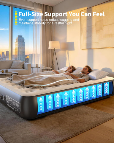 OhGeni air mattress full inflates in minutes, ideal for guests