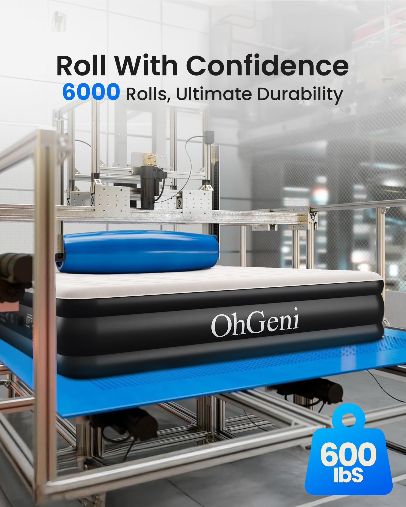 OhGeni Air Mattress Full with non-slip base on floor