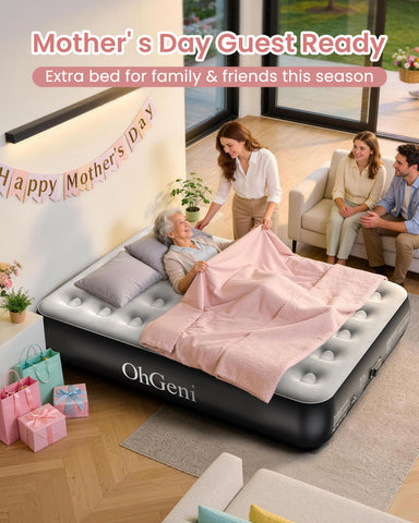 OhGeni air mattress full soft flocked top adds plush sleeping feel
