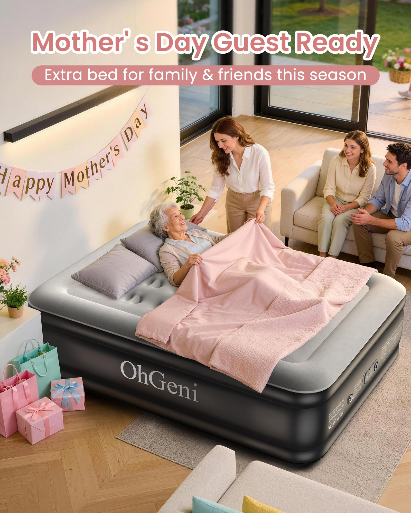 Non-slip base keeps the OhGeni bed stable through the night