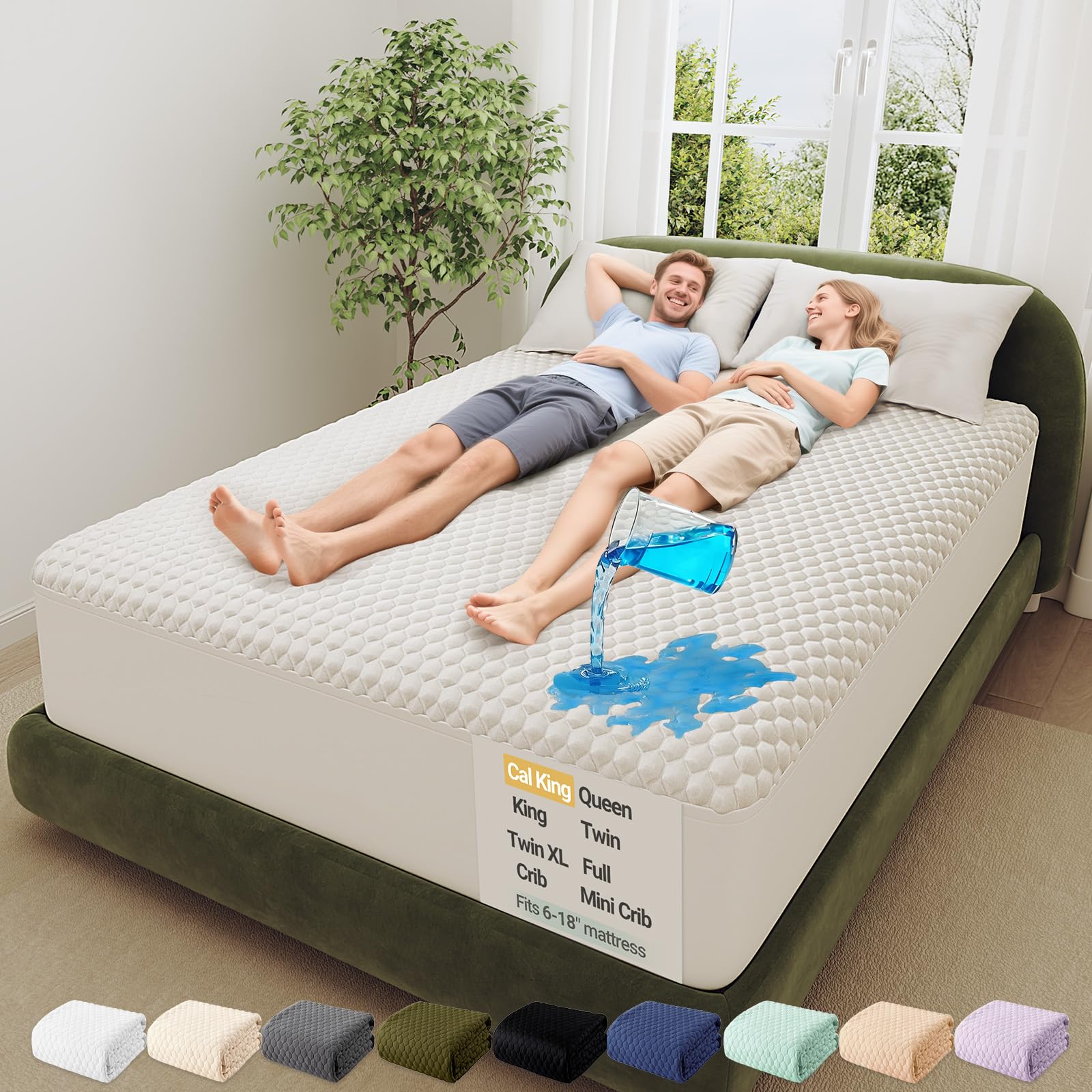 OhGeni California King Mattress Protector covers a large bed for spill protection.