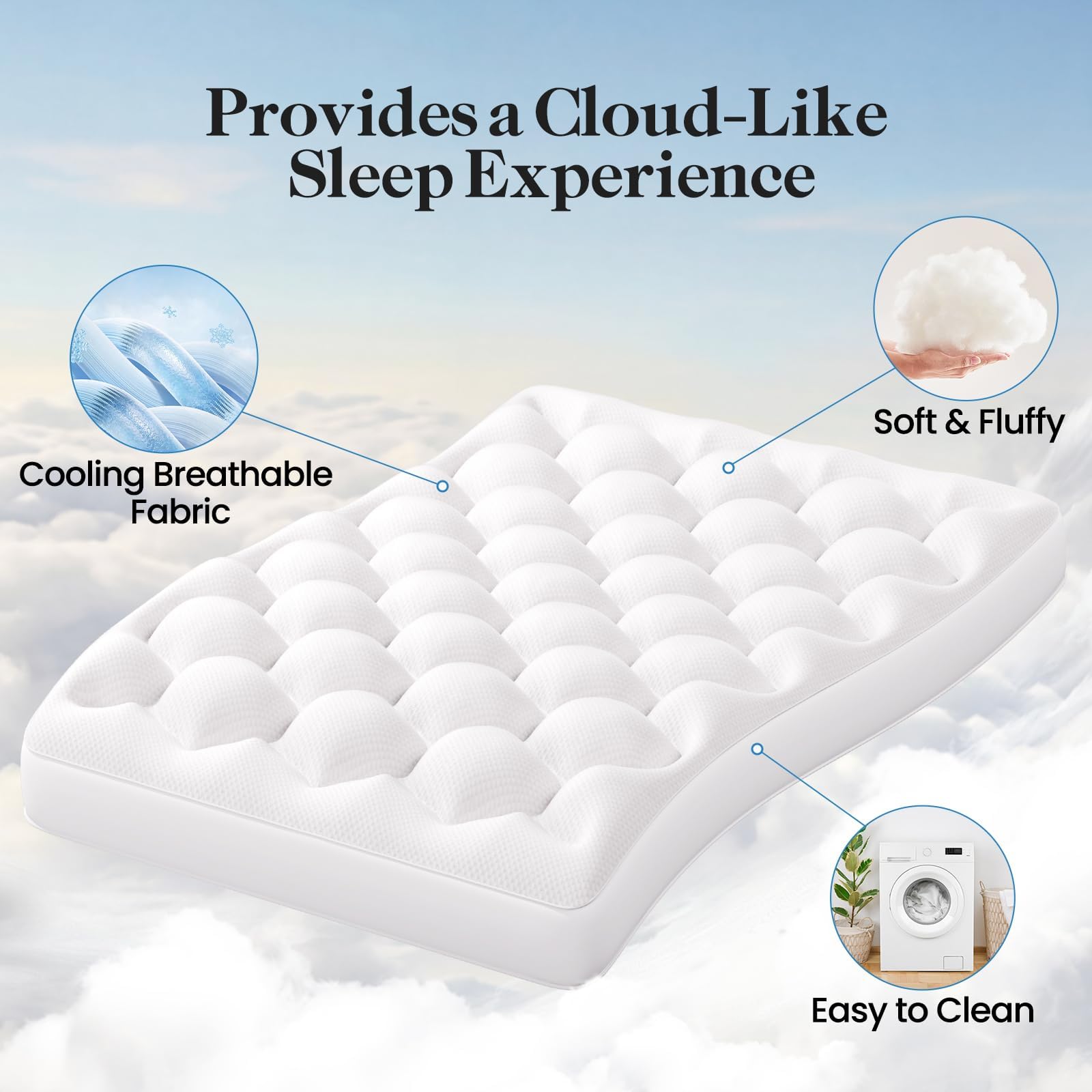 OhGeni cooling 4inch topper pillow-top fabric enhances softness and breathability