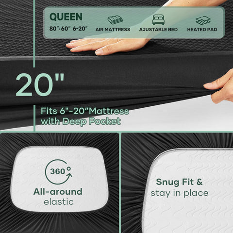 Close-up of OhGeni deep-pocket design with 360° elastic edges for snug, silent fit