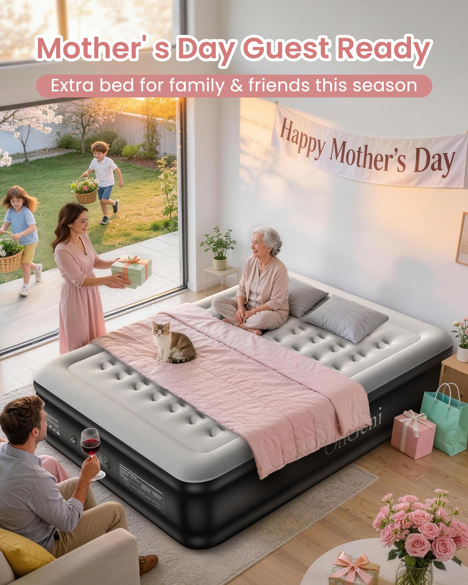 OhGeni full-size guest bed 84x72x20, ideal for spare rooms