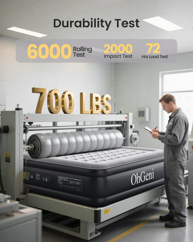 OhGeni mattress supports up to 700 lbs for versatile sleeping arrangements.