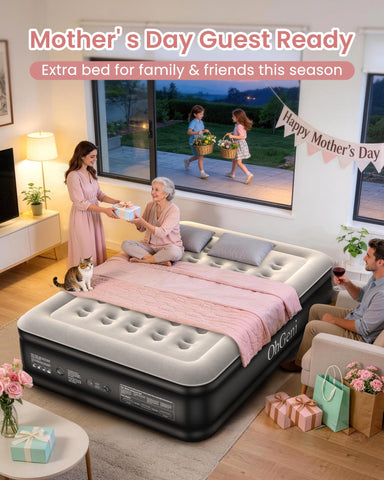 OhGeni Queen Air Mattress with durable 10% thicker PVC for lasting support