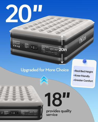 OhGeni queen air mattress features a non-slip base for stable placement.