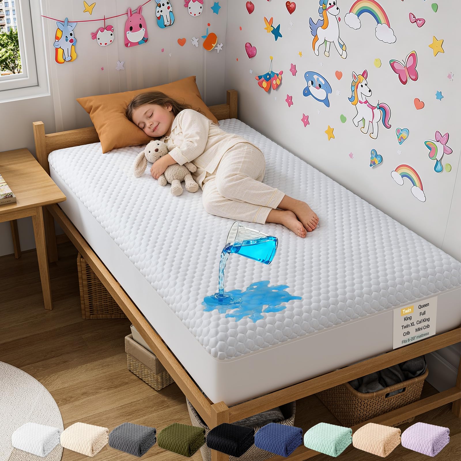 OhGeni twin-2-pack waterproof shield blocks leaks for a dry mattress all night