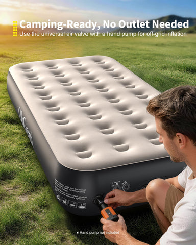 OhGeni Twin Air Mattress shows 13-inch raised profile for comfort