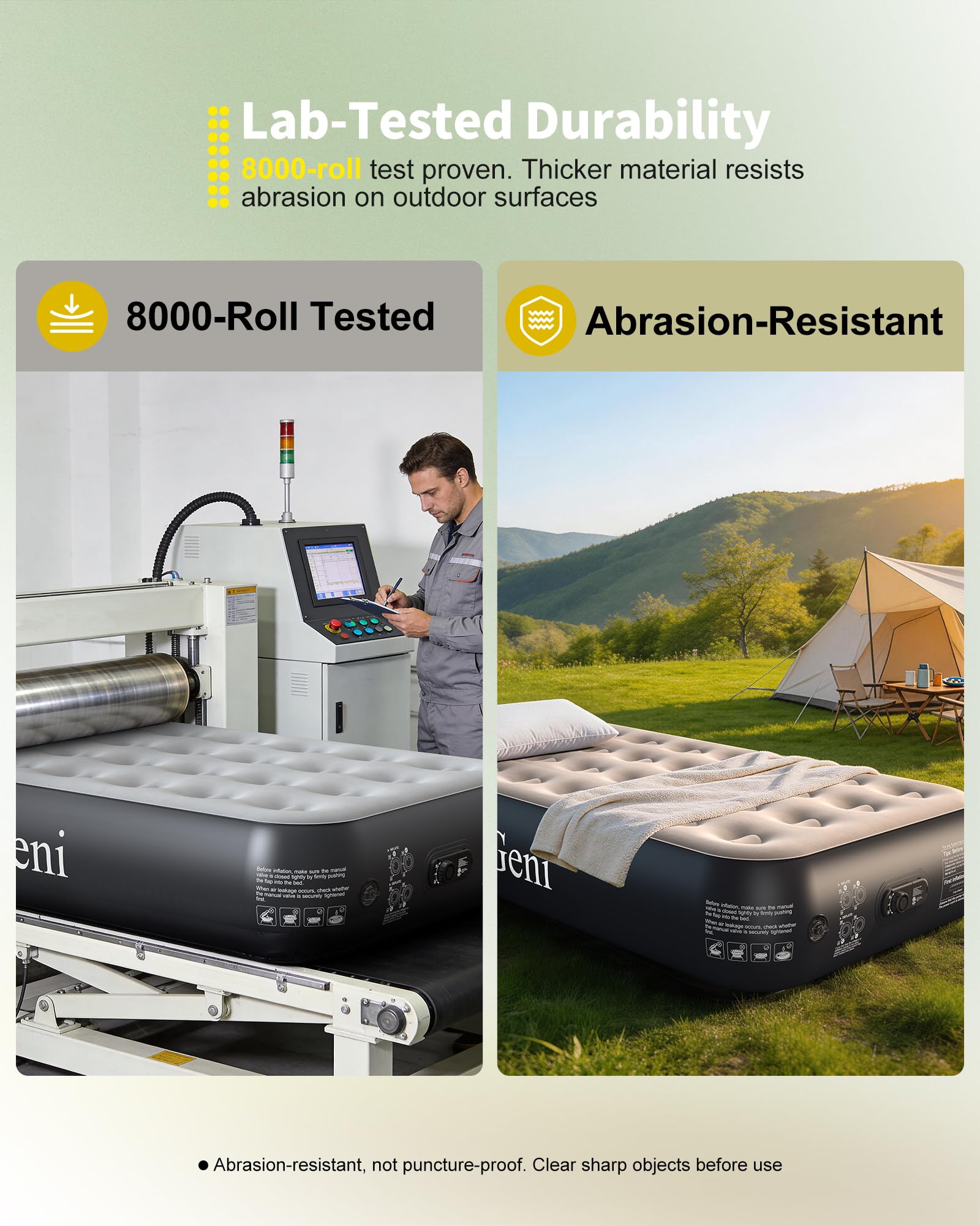 OhGeni Twin Air Mattress built-in pump and external valve option