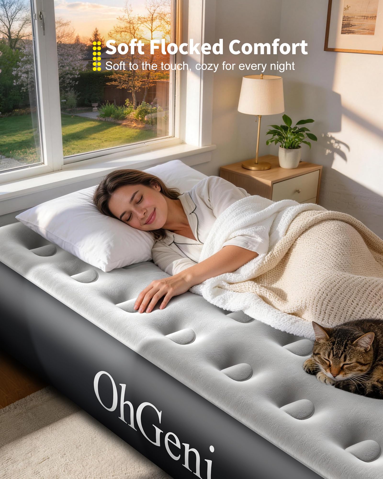 OhGeni Twin Air Mattress ready for outdoor camping setup