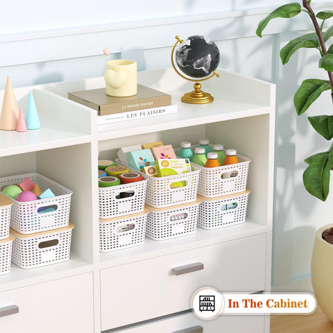 Ohmlove lidded organizer in playroom ideal for toy storage.