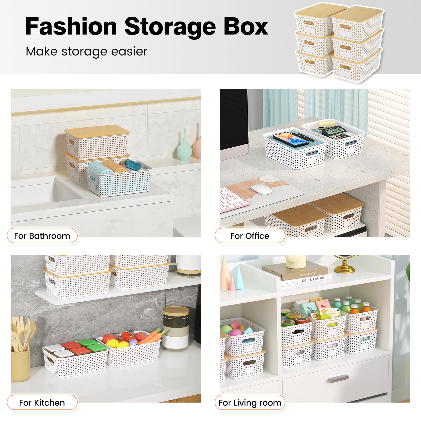 Ohmlove multi purpose basket with lid for bathroom towels.