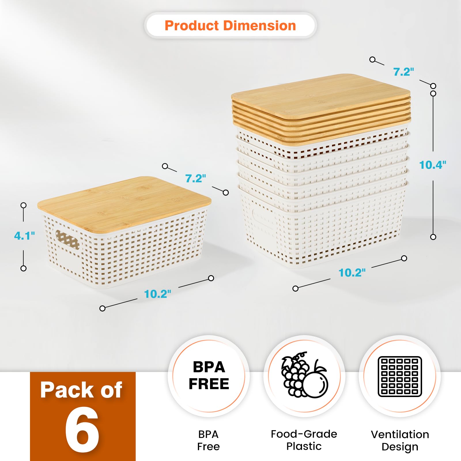 Ohmlove stackable bin with bamboo lid for efficient pantry storage.
