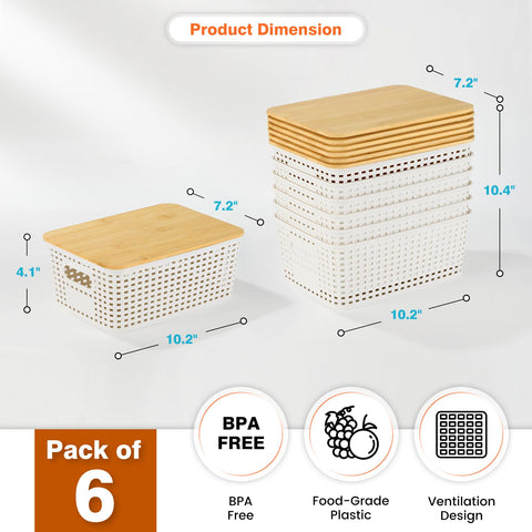 Ohmlove stackable bin with bamboo lid for efficient pantry storage.