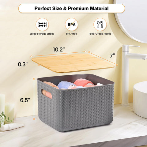 Ohmlove bin with built-in handles enables easy removal from shelves.