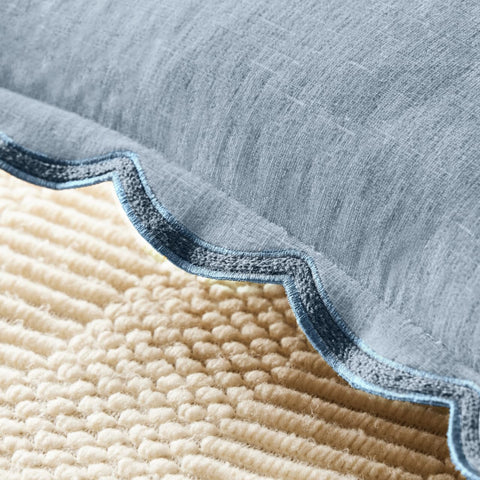 Ohocut scalloped pillow cover closeup chenille texture highlights soft, durable fabric