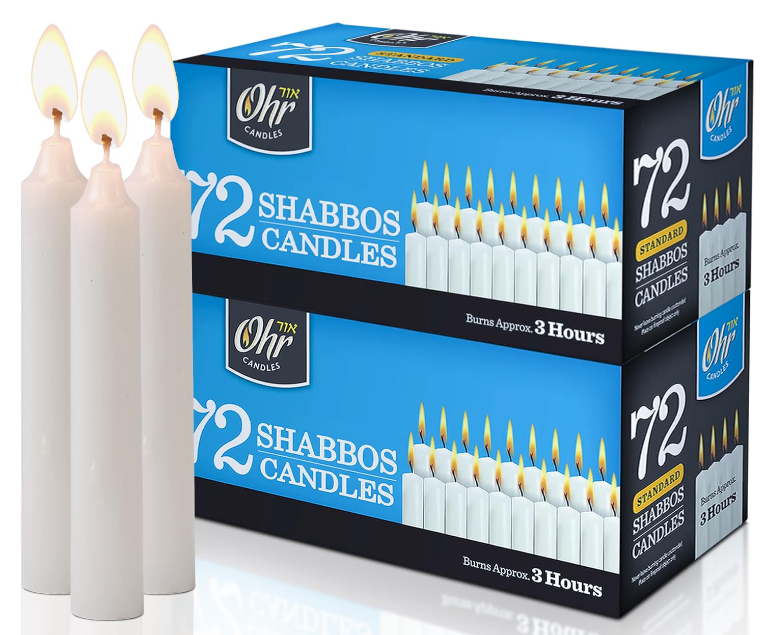 OHR CANDLES Shabbat candles with a steady 3-hour burn for peaceful evenings