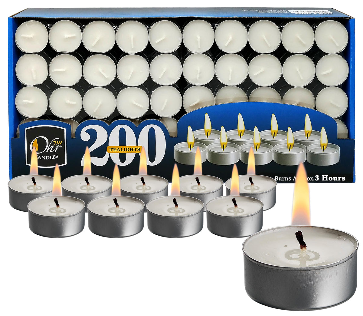 OHR Candles tea light in white unscented for Shabbat lighting